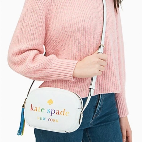 Authentic Kate Spade pebbled leather 🌈logo zip crossbody - Picture 4 of 16